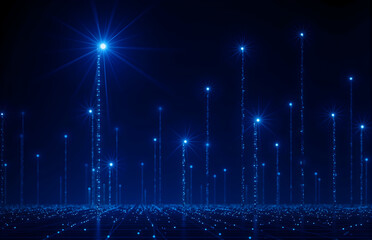 Fototapeta premium Abstract Blue Digital Light Network Visualization