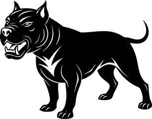 Obraz premium Aggressive Pitbull Vector Illustration with Black Outline