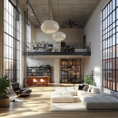 Modern Loft with High Ceilings and Large Windows
