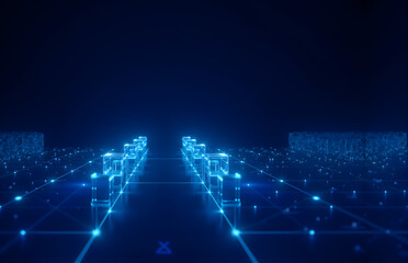 Fototapeta premium Digital Tech Scene with Cubes and Lines