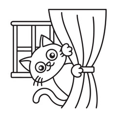 Cat moments meow life coloring pages, coloring book, line art, illustration, black & white, bold and easy coloring pages