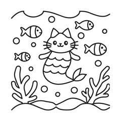 Cat moments meow life coloring pages, coloring book, line art, illustration, black & white, bold and easy coloring pages