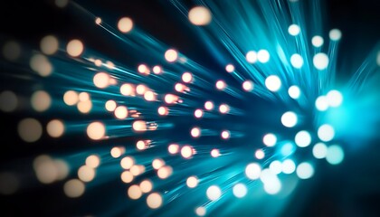 Abstract close up fiber optics light for background. Holiday concept. Optic communication and technology background. Optical lighting with bokeh.
