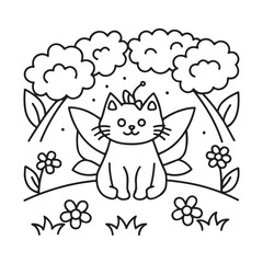 Cat moments meow life coloring pages, coloring book, line art, illustration, black & white, bold and easy coloring pages