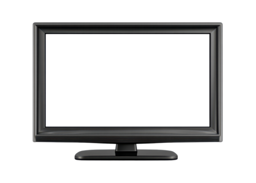 Black TV set with a blank screen on a transparent background. Concept of television, technology, and entertainment. - Powered by Adobe