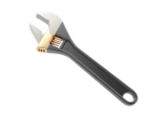 Obraz premium Adjustable wrench on transparent background. Tool for repair, construction, plumbing, and maintenance.