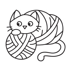 Fototapeta premium Cat moments meow life coloring pages, coloring book, line art, illustration, black & white, bold and easy coloring pages