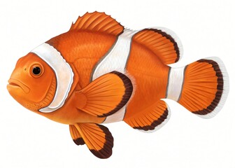 Vibrant Orange and White Clownfish Detailed Illustration Aquatic Life Marine Animal Tropical Fish
