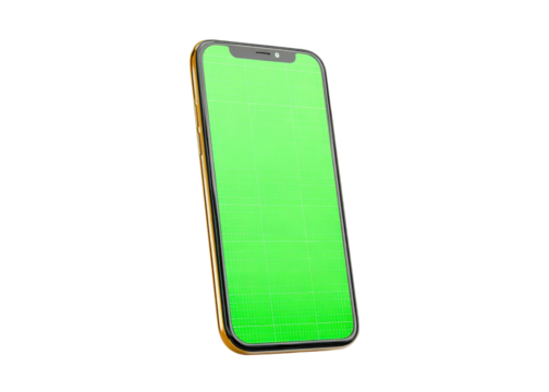 Smartphone with green screen for mockup. Mobile phone concept for app design and advertising.