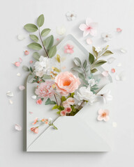 A white envelope with a flowery design on it