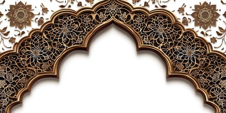 Intricate islamic archway design on a white background