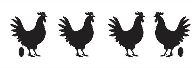 Chicken silhouette  set vector illustration icon