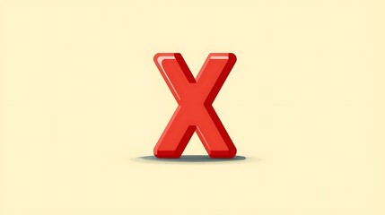 Obraz premium Red Letter X on Pale Background for Design, Marketing, or Educational Use in Creative Concepts