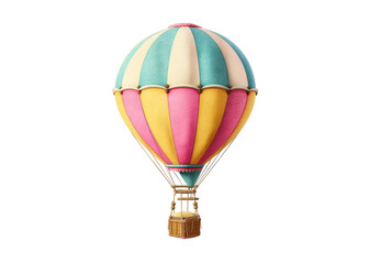 Fototapeta premium Colorful hot air balloon with stripes on a transparent background. Concept of travel, adventure, and imagination.