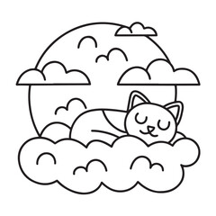 Cat moments meow life coloring pages, coloring book, line art, illustration, black & white, bold and easy coloring pages
