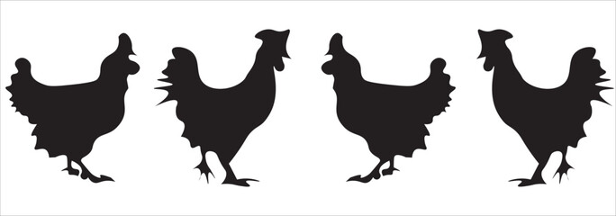 Chicken silhouette  set vector illustration icon