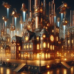 Obraz premium Steam Punk lights and flyin