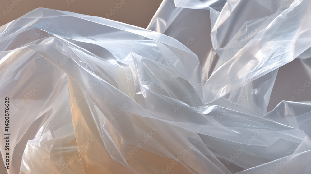 Poster stock photo of transparent plastic bag texture background for design element and overlay effect use