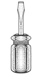 Slotted stubby screwdriver – Hand-Drawn Vector Illustration with Stipple Shading