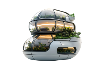 A futuristic smart farm isolated on transparent background
