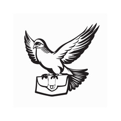 Pigeon Carrying Mail image vector isolated on white background.