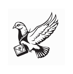 Pigeon Carrying Mail image vector isolated on white background.