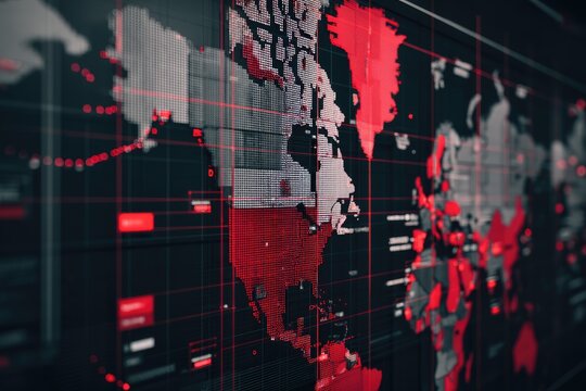 Global data visualization with red highlights