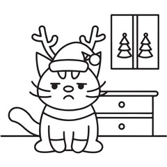 Cat moments meow life coloring pages, coloring book, line art, illustration, black & white, bold and easy coloring pages