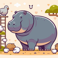 hippopotamus vector illustration 