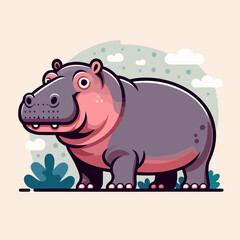 hippopotamus vector illustration 