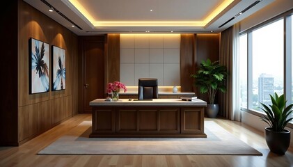 Luxurious CEO office interior with modern desk and sleek design, design, office, modern