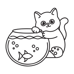 Cat moments meow life coloring pages, coloring book, line art, illustration, black & white, bold and easy coloring pages