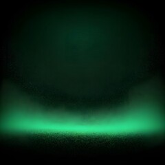 Obraz premium Glowing green grainy texture background with blurred light gradient and black green dark banner backdrop.