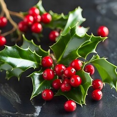 Christmas Holly Berries Branch Festive Winter