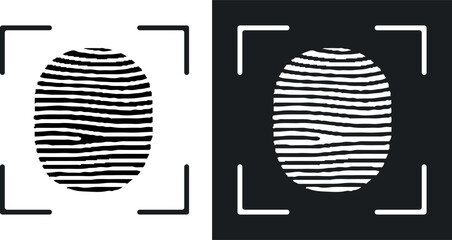 Vector Fingerprint Scanner simple icon in flat style with long shadow on white background.