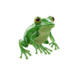 Obraz premium Realistic Green Frog Perched Gracefully on All Fours Against a Transparent Background