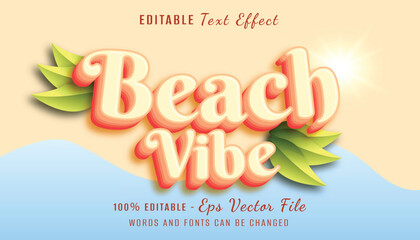 beach vibe 3d text effect design