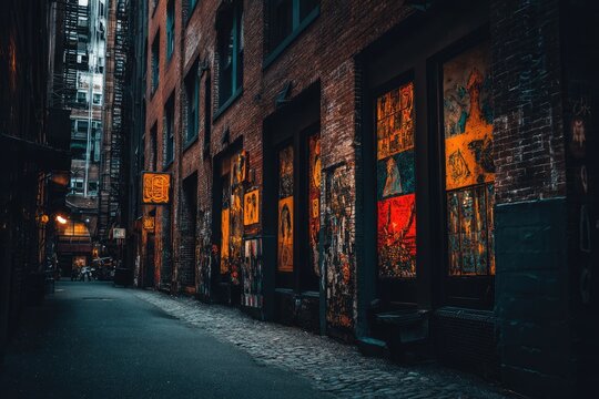 Urban alleyway at night
