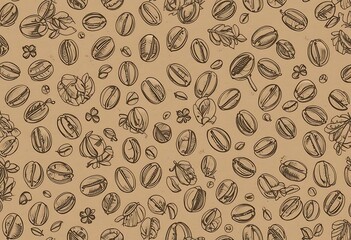 Coffee Bean Sketch: Rustic Vintage Pattern Design