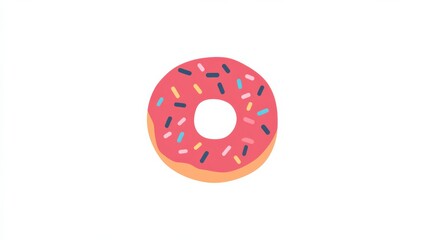 Obraz premium Colorful Illustrated Donut with Sprinkles on White Background