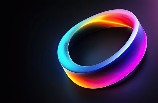 Vibrant, multicolored ring glowing on dark background - Powered by Adobe