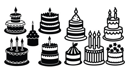 A delightful birthday cake set with candles, a sweet dessert illustration for a happy party celebration