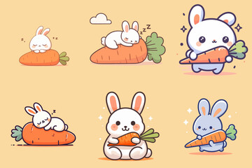 illustration of cute rabbit with carrot