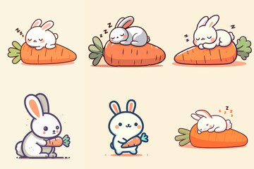illustration of cute rabbit with carrot