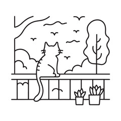 Cat moments meow life coloring pages, coloring book, line art, illustration, black & white, bold and easy coloring pages