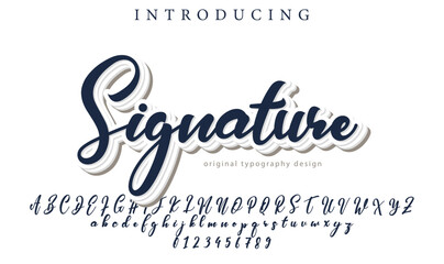 Signature Font Stylish brush painted an uppercase vector letters, alphabet, typeface