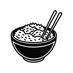 Striped Rice Bowl with Detailed Rice Vector