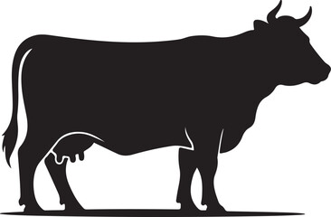 Cow graphic icon. Cow black silhouette isolated on white background. Vector illustration 