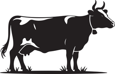 Cow graphic icon. Cow black silhouette isolated on white background. Vector illustration 