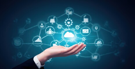 Obraz premium Strategic Technology Consulting Illustrated via Networked Solution Icons